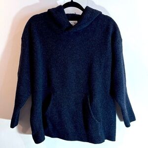 BANANA REPUBLIC Sz L Sweater Hooded Front Hoodie Style Pocket 100% Lambswool